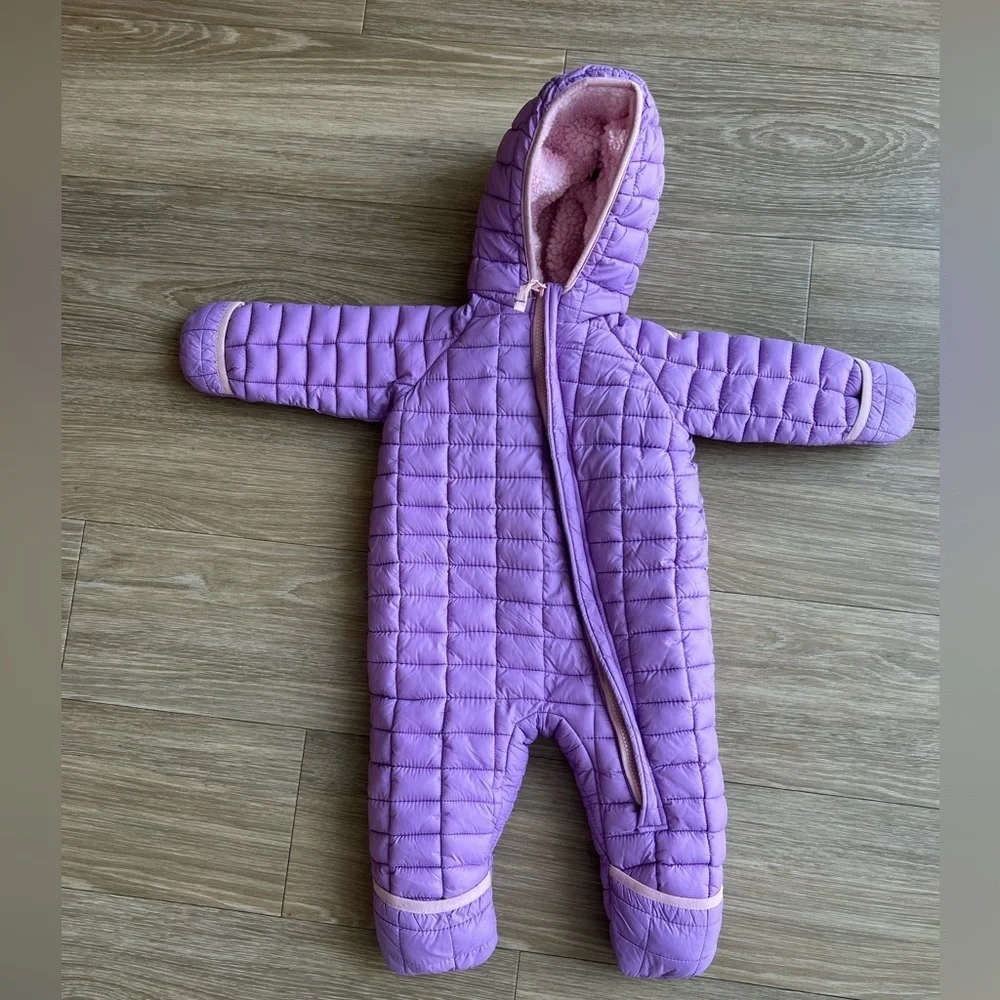 SNOZU Infant Hooded Fleece Lined Quilted Snowsuit Pink Size 9-12M